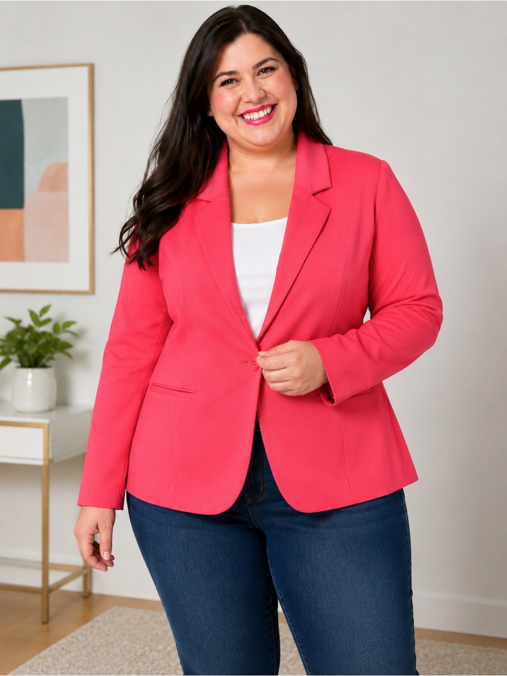 Lane Bryant Coral Career Blazer Plus Size 28 Stretch‎ Minimalist Workwear Office